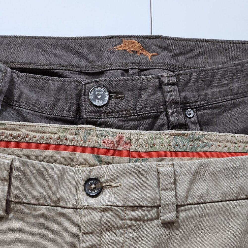 Tommy Bahama Pants Mens 38x32 Lot of 2 Beige Brown Cotton Pockets Stretch Preppy - Picture 15 of 16